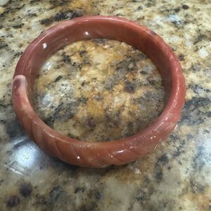 Vintage 1940s Red Lava Swirl Bakelite Bangle Bracelet Chunky Retro